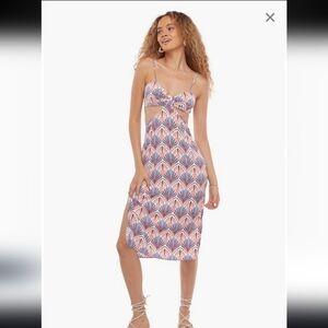 Just Fab The Perfect Cut Out Midi Dress Multicolor Sz Small NWT